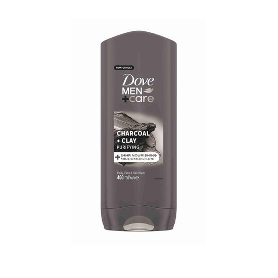 Dove Men+Care Charcoal + Clay Purifying Body, Face & Hair Wash 400ml