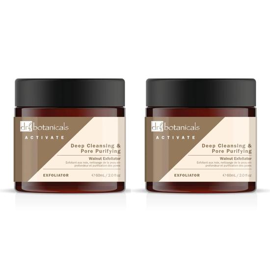 Dr Botanicals Activate Deep Cleansing & Pore Purifying Walnut Exfoliator Twin Value Savings Pack