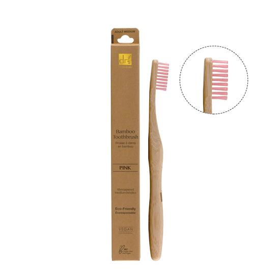 Dr Botanicals Bamboo Toothbrush Pink