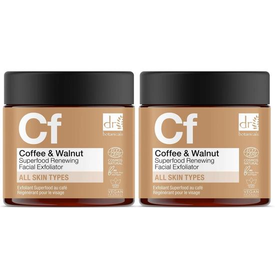 Dr Botanicals Coffee Superfood Renewing Facial Exfoliator Duo Pack