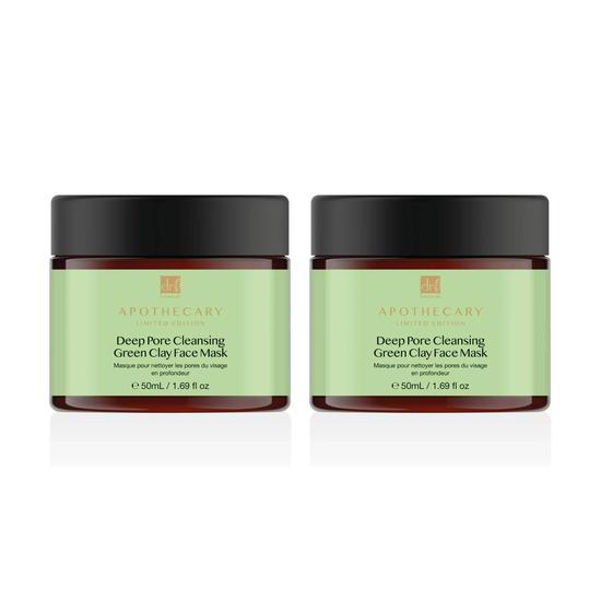 Dr Botanicals Deep Pore Cleansing Green Clay Face Mask Twin Value Savings Pack