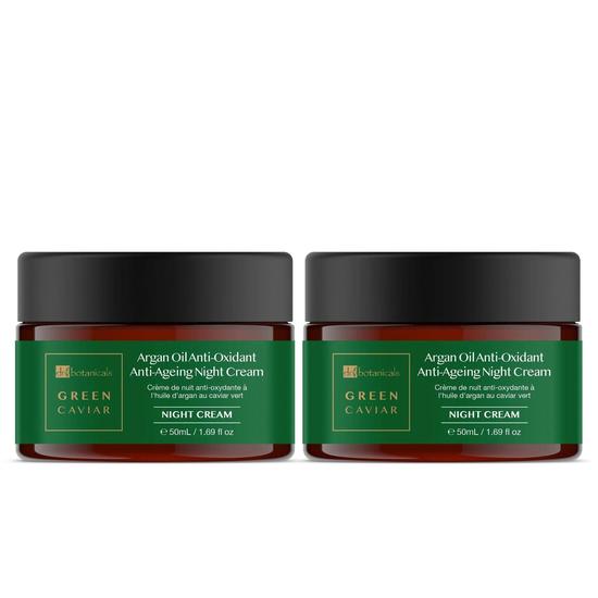 Dr Botanicals Green Caviar & Argan Oil Anti-Oxidant Anti-Ageing Night Cream Duo Pack