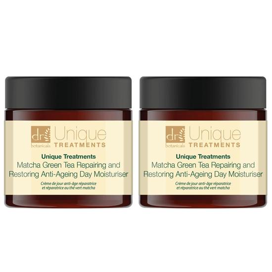 Dr Botanicals Unique Treatments Matcha Green Tea Repairing & Restoring Anti-Ageing Day Moisturiser Duo Pack