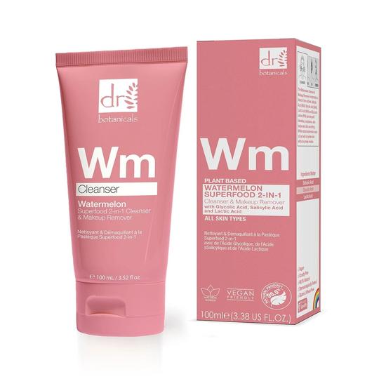 Dr Botanicals Watermelon Superfood 2-in-1 Cleanser & Makeup Remover With Glycolic Acid, Salicylic Acid & Lactic Acid
