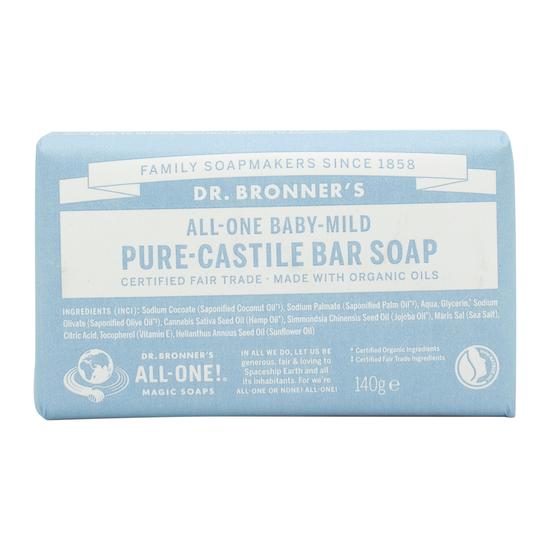 Dr Bronner's All-One Baby-Mild Pure-Castile Bar Soap 140g