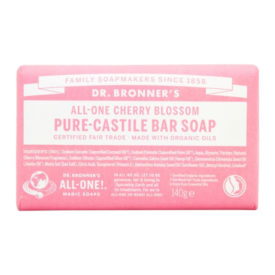 Dr Bronner's Cherry Blossom Pure-Castile Soap Bar 140g