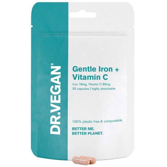 Dr Vegan Gentle Iron 18mg & Vitamin C 80mg Capsules 30 Capsules