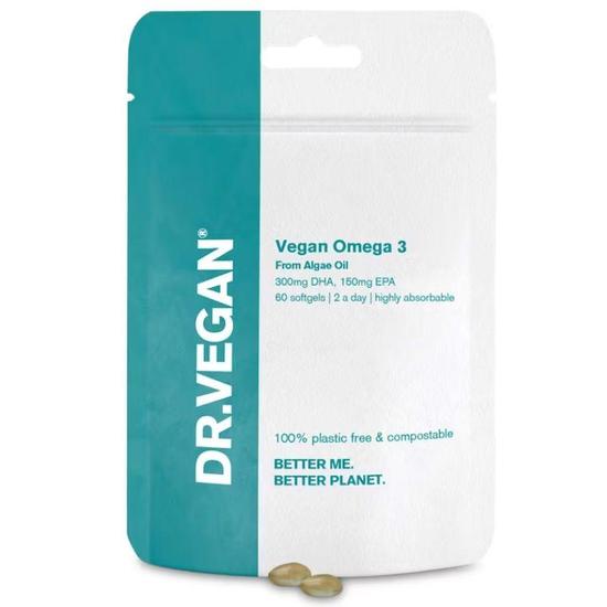 Dr Vegan Omega 3 300mg DHA 150mg EPA Softgels 60 Softgels