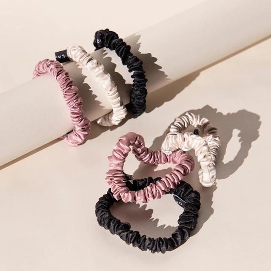 Drowsy Skinny Scrunchie Set Rose, Dusty, Black