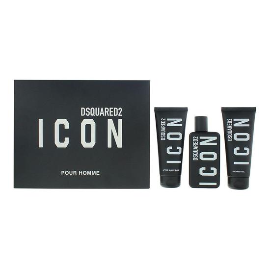 Dsquared2 Icon Pour Homme Eau De Parfum 100ml, Shower Gel 100ml + Aftershave Balm 100ml Gift Set