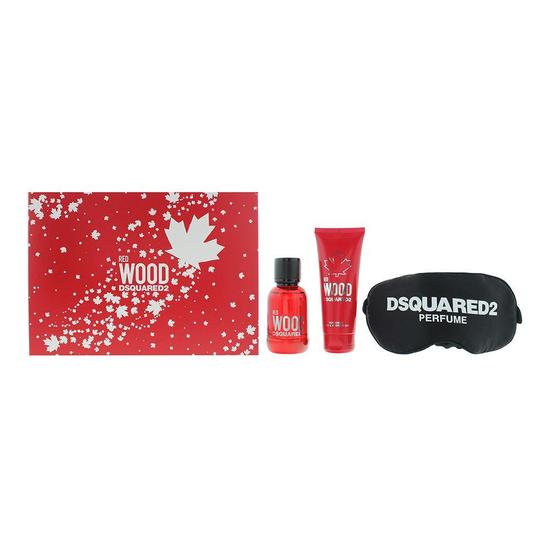 Dsquared2 Red Wood Eau De Toilette 50ml, Shower Gel 50ml + Night Mask Gift Set