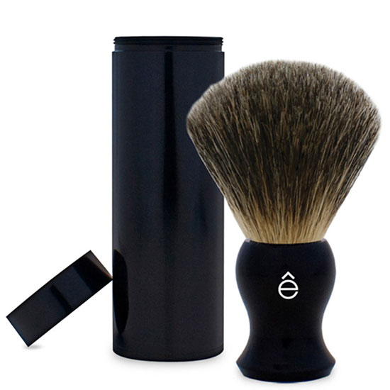 eShave Fine Badger Travel Shaving Brush With Canister Black