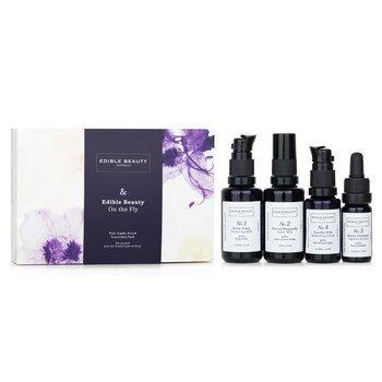 Edible Beauty On The Fly Travel Mini Kit: Cleansing Milk 15ml+ Toner Mist 30ml+ Ageless Serum 10ml+ Hydrating Lotion 15ml 4pcs