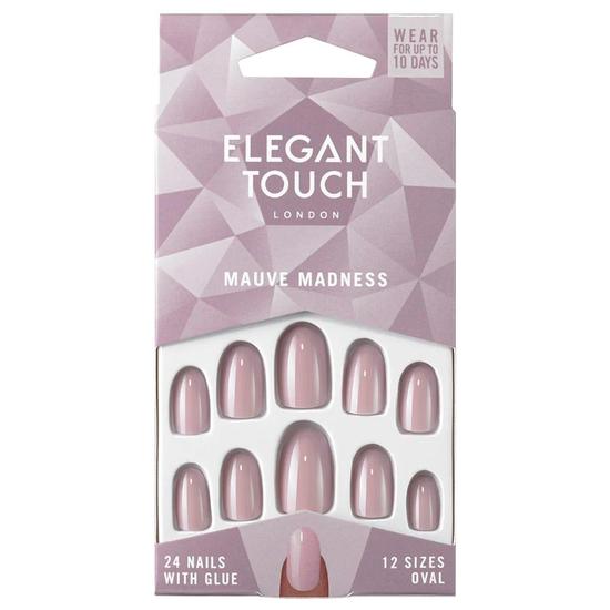 elegant touch false nails oval medium length mauve madness