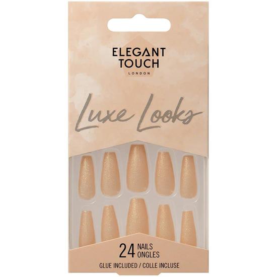 elegant touch luxe looks false nails squareletto long length peach please