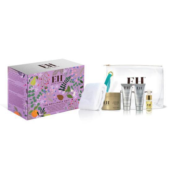 Emma Hardie The Brilliance Edit Gift Set Moringa Balm & Cleansing Cloth + Vit C Cream + Pink Clay Mask + Facial Oil + Bag