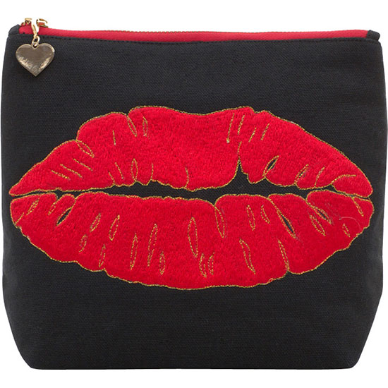Emma Lomax Luscious Lips Black Washbag Large