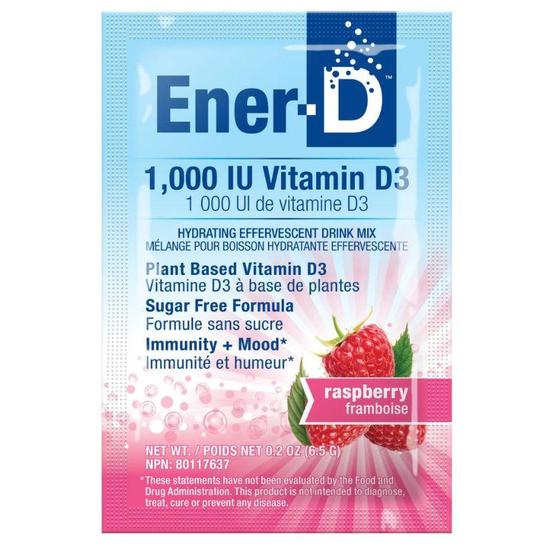 Ener-Life Ener-D Vit D3 1000IU Raspberry Sugar Free Sachets 24 Sachets