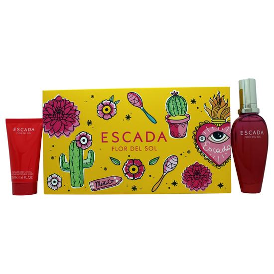 Escada Flor Del Sol Gift Set 50ml Eau De Toilette + 50ml Body Lotion + Bag