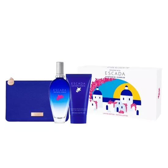 Escada Santorini Sunset Gift Set Eau De Toilette Women's Perfume Gift Set Spray With Body Lotion & Pouch 100ml