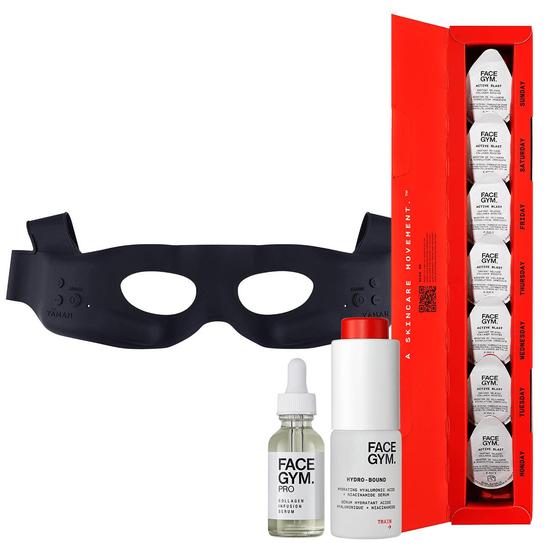 FaceGym Eye-Lift & Tighten Routine Rejuvenating EMS Mask, 30ml Infusion Serum, USB Charging Cable,  15ml Daily Serum & 7x Collagen Boosters