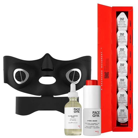FaceGym Lift & Tighten Routine Muscle Stimulation Mask, 30ml Infusion Serum, 15ml Daily Serum & 7x Collagen Boosters