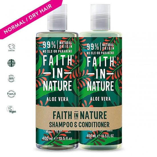 Faith in Nature Organic Aloe Vera Natural Hair Care Shampoo & Conditioner Duo