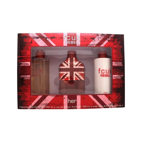 FCUK Rebel For Her Gift Set 100ml Eau De Toilette + 250ml Body Lotion