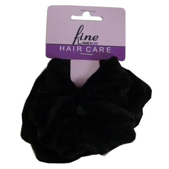 Fine Lines UK Velvet Ponytail Scrunchies 6012 B Black