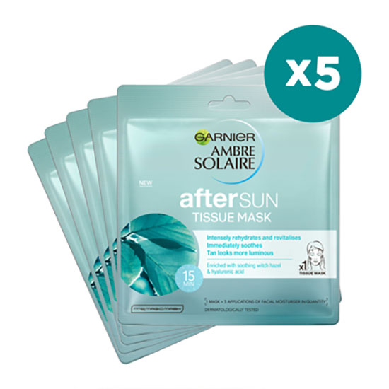 Ambre Solaire Aftersun Cooling Face Sheet Masks Pack Of 5