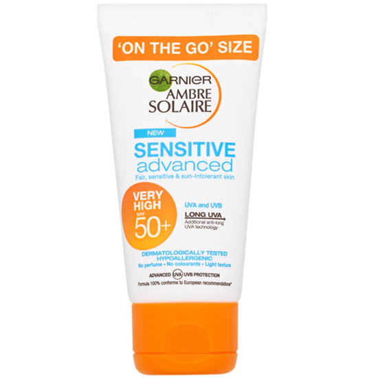 Garnier Ambre Solaire Sensitive Sun Cream SPF 50+ Travel Size 50ml