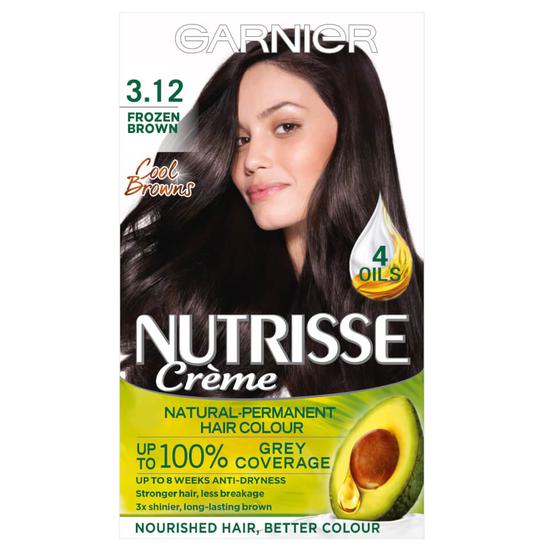Garnier Nutrisse 3.12 Frozen Brown Permanent Hair Dye Natural looking hair colour result