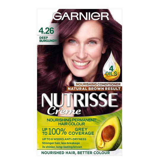 Shop Garnier Nutrisse 4.26 Deep Burgundy Red Permanent Hair Dye at Cosmetif...