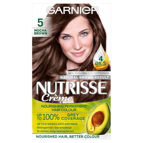 Garnier Nutrisse 5 Mocha Brown Permanent Hair Dye Natural-looking hair colour result