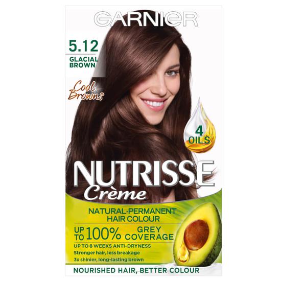 Garnier Nutrisse 5.12 Glacial Brown Permanent Hair Dye Natural Looking Hair Colour result