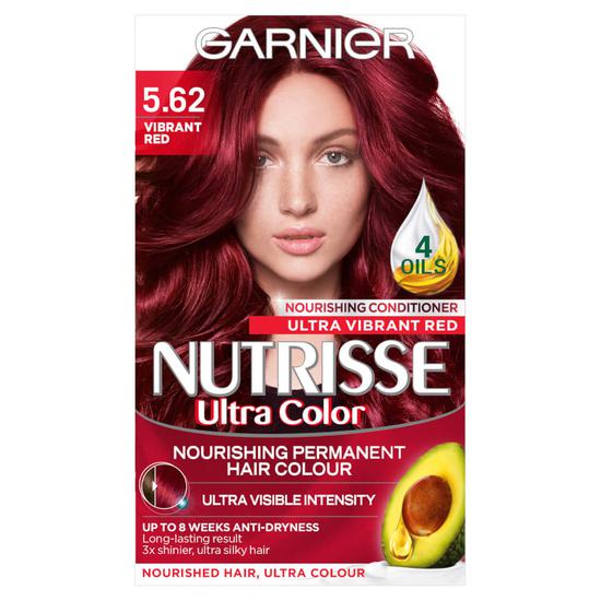 Garnier Nutrisse 5.62 Ultra Vibrant Red Permanent Hair Dye For a Natural Looking Hair Result