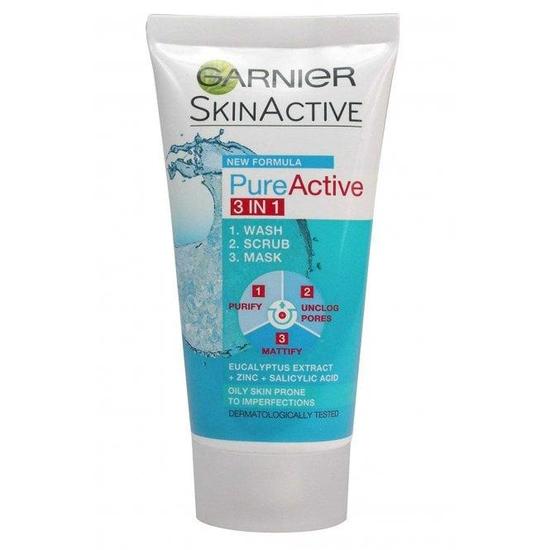 Garnier Pure Active 3 In 1 Wash + Scrub + Mask For Oily Skin That Needs Help