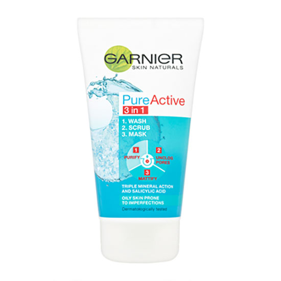 Garnier Pure Active 3in1 Clay Wash Scrub Mask Oily Skin