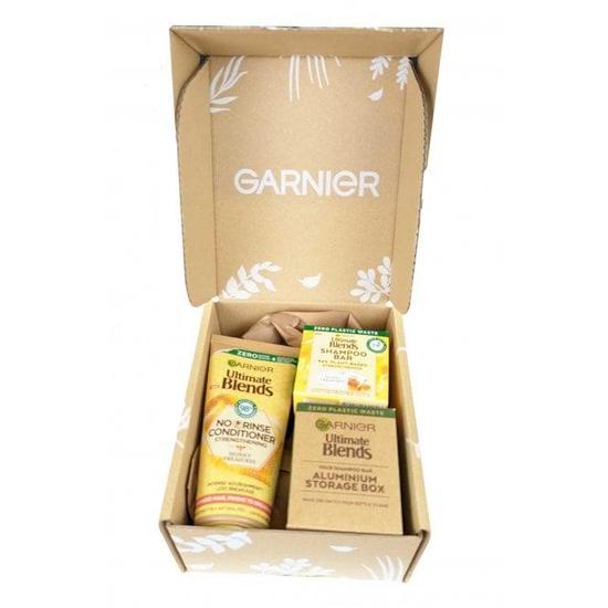 Garnier Ultimate Blends Honey Treasure Pack Shampoo Bar 60g No Rinse Conditioner 200ml, Storage Box