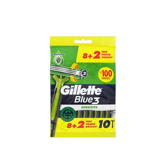 Gillette Blue3 Sensitive Disposable Razors x10
