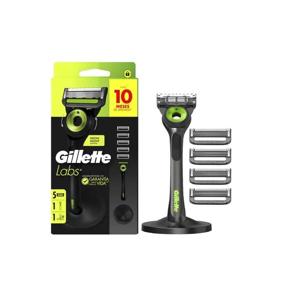 Gillette Labs With Exfoliating Bar Neon Night Edition + 5 Replacement Blades