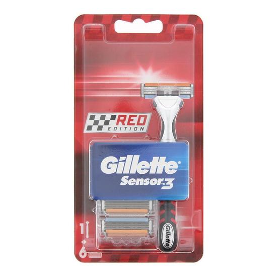 Gillette Sensor 3 Manual Shaving Razor + 6 Blades Red Edition 6PCS