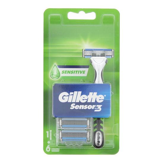 Gillette Sensor 3 Sensitive Manual Shaving Razor + 6 Blades 6PCS