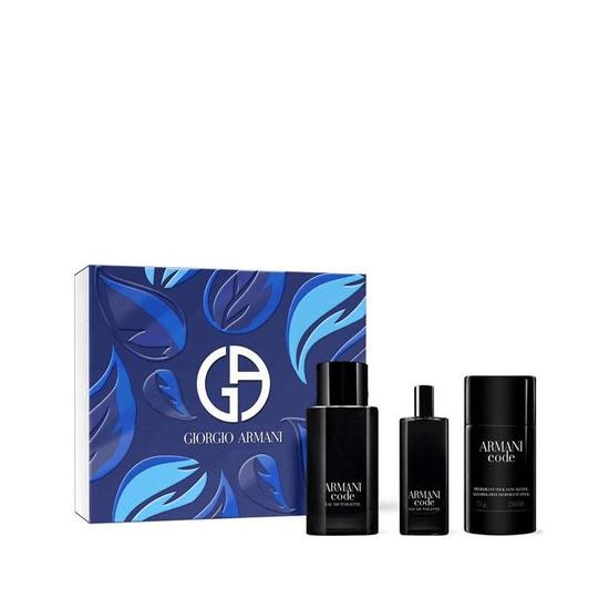 Giorgio Armani Code 75ml Eau De Toilette + 15ml Eau De Toilette Travel Spray + 75g Deodorant Stick Gift Set