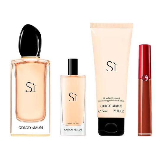 Giorgio Armani Si Eau De Parfum Gift Set 100ml Eau De Parfum, 75ml Body Lotion, 15ml Eau De Parfum & Lip Maestro