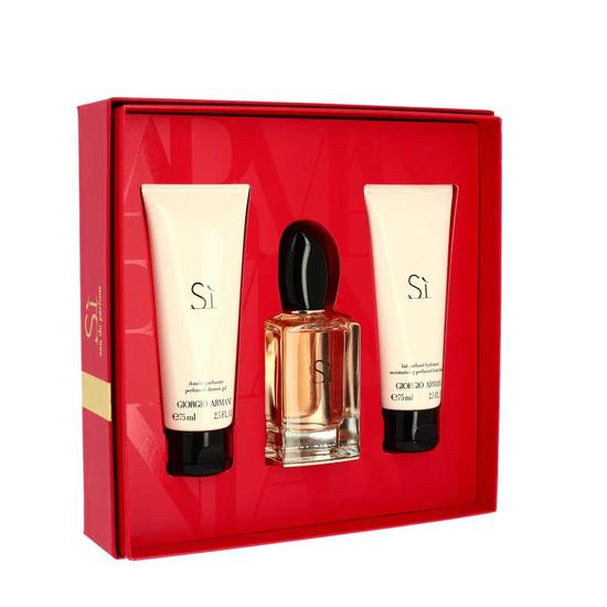 Giorgio Armani Si Eau De Parfum Women's Gift Set Spray With Shower Gel & Body Lotion 50ml