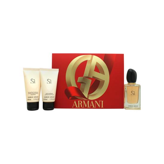 Giorgio Armani Si Gift Set 50ml Eau De Parfum + 50ml Body Lotion + 50ml Shower Gel