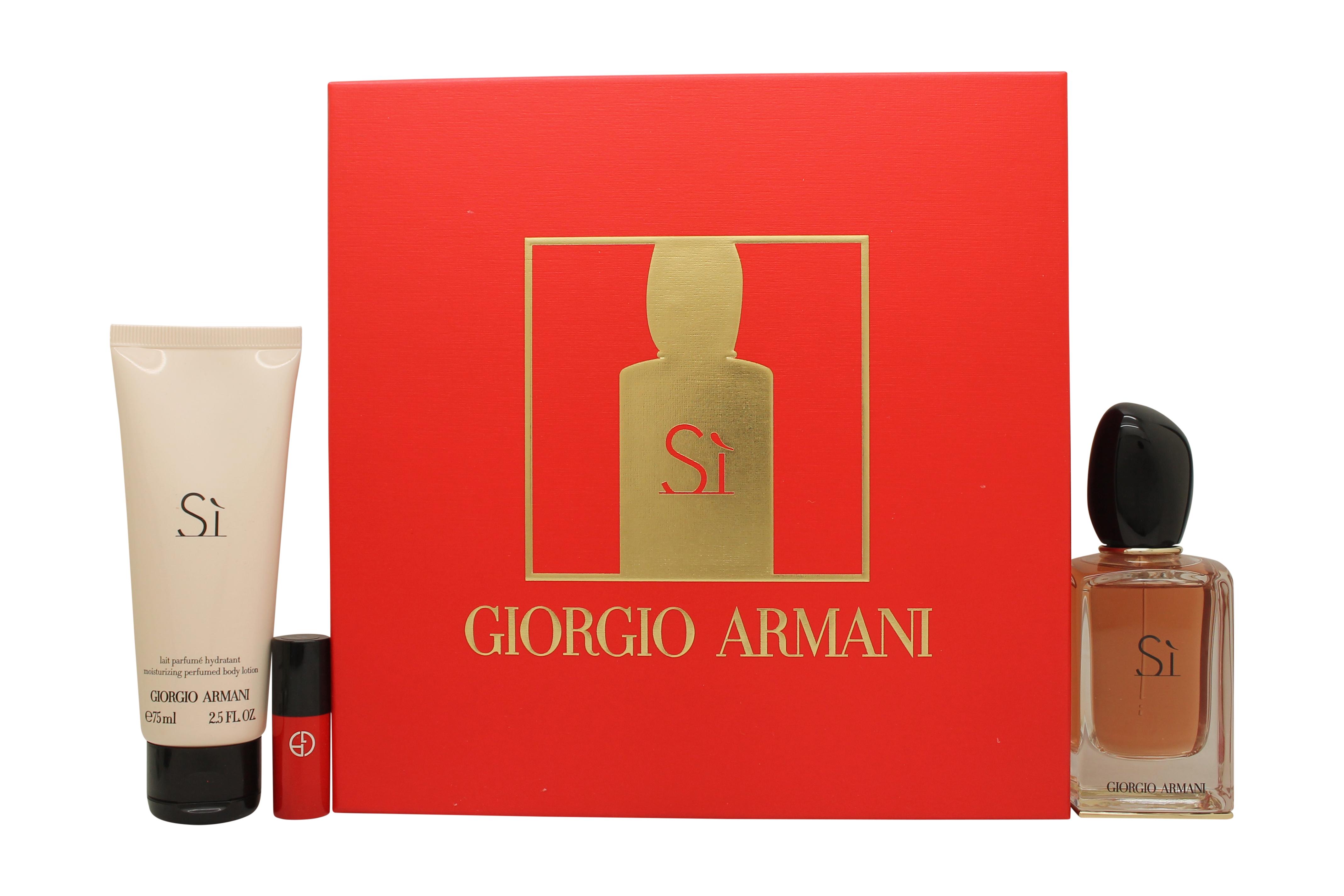 Giorgio Armani Si Gift Set 50ml Eau De Parfum + 50ml Body Lotion + Mini Lipstick