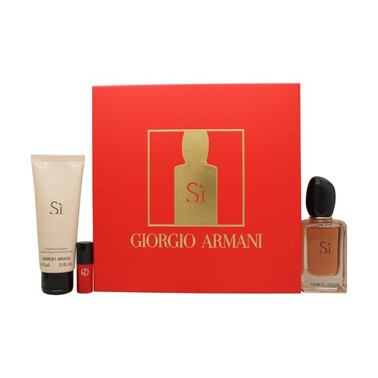 Giorgio Armani Si Gift Set 50ml Eau De Parfum + 50ml Body Lotion + Mini Lipstick