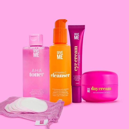 Give Me Exfoliate & Hydrate Skin Care Bundle 200ml Toner, 150g Cleanser, 50ml Day Cream + 20ml Eye Cream